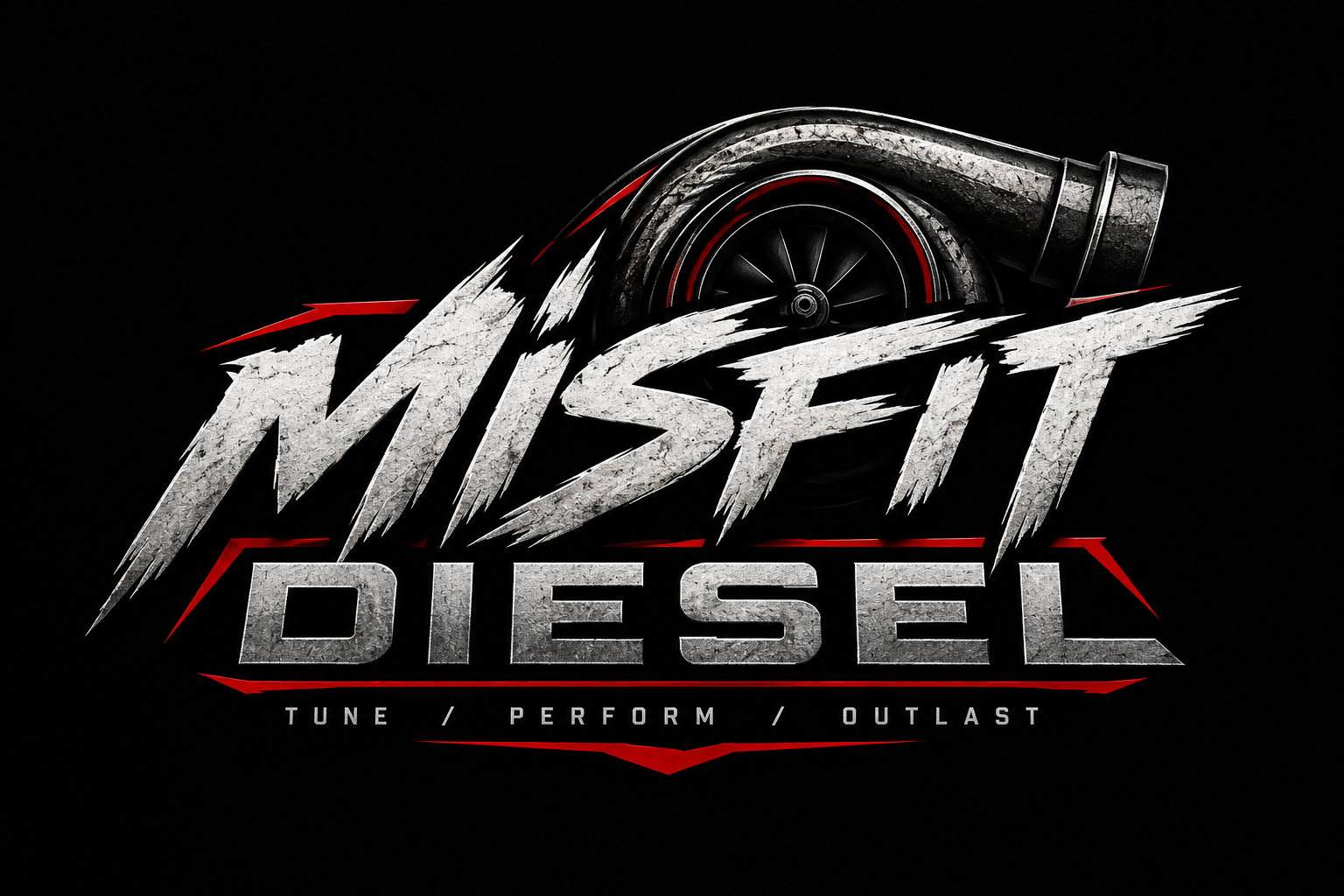 Misfit Diesel turbo logo — Tune / Perform / Outlast
